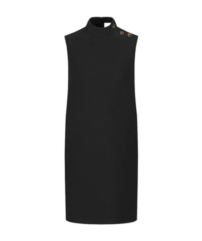 Dior Wool And Mulberry Silk Blended 'cd' Button Dress In Black