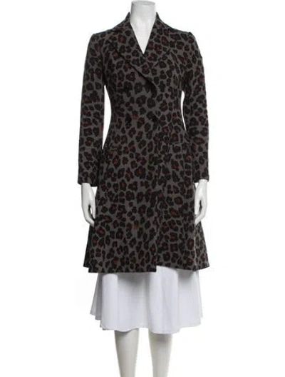 Pre-owned Dior Wool Animal Print Coat In Grey