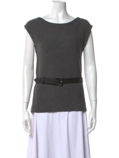 Pre-owned Dior Wool Bateau Neckline Top In Grey