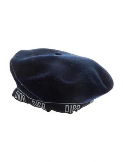 Pre-owned Dior Wool Beret With Logo In Blue