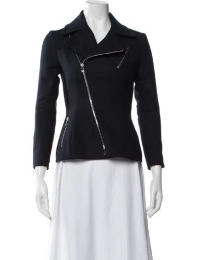 Pre-owned Dior Wool Biker Jacket In Blue