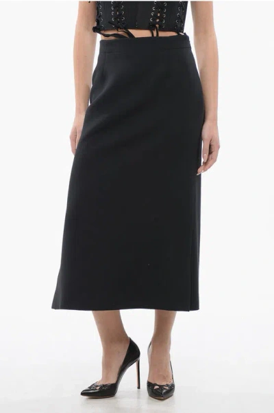 Dior Wool Blend A-line Longuette With Side Splits In Black
