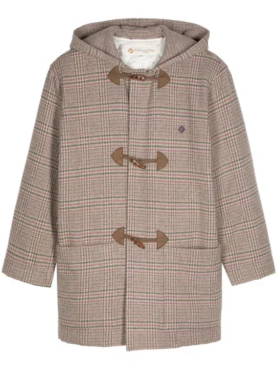 Pre-owned Dior Wool-blend Checked Coat In Neutrals