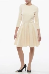 Dior Wool Blend Flared Dress With 3/4 Sleeves