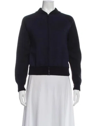 Pre-owned Dior Wool Bomber Jacket In Blue