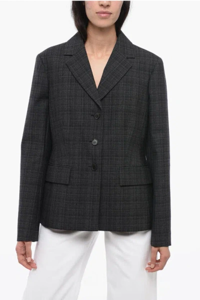 Dior Wool Checked Blazer With Flap Pockets