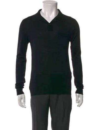 Pre-owned Dior Wool Collar Polo Sweater In Black