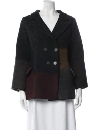 Pre-owned Dior Wool Colorblock Pattern Coat In Black