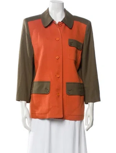 Pre-owned Dior Wool Colorblock Pattern Utility Jacket In Multi