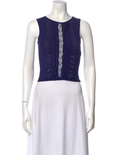 Pre-owned Dior Wool Crew Neck Crop Top In Blue