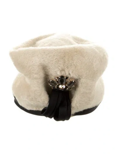 Pre-owned Dior Wool Embellished Hat In Neutral