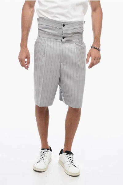 Dior Wool Embroidered Shorts With Waistband In Grey