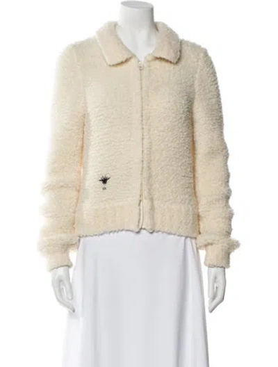Pre-owned Dior Wool Faux Fur Jacket In Neutral