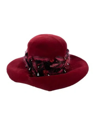 Pre-owned Dior Wool Fedora Hat In Red