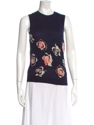 Pre-owned Dior Wool Floral Print Sweater In Blue