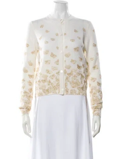 Pre-owned Dior Wool Floral Print Sweater In White