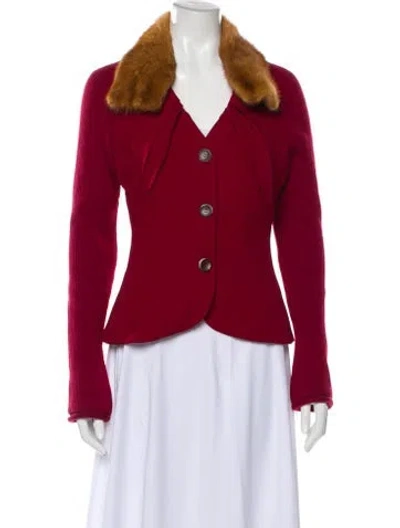 Pre-owned Dior Wool Fur Jacket In Red
