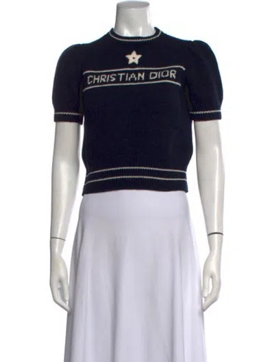 Pre-owned Dior Wool Graphic Print Sweater In Blue