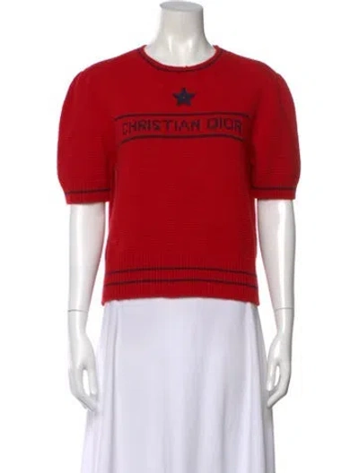 Pre-owned Dior Wool Graphic Print Sweater In Red