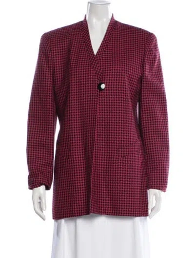 Pre-owned Dior Wool Houndstooth Print Blazer In Red