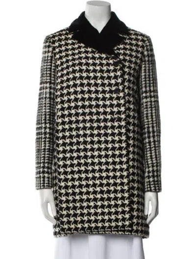 Pre-owned Dior Wool Houndstooth Print Coat In Neutral