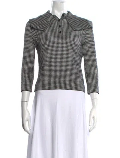 Pre-owned Dior Wool Houndstooth Print Polo In Black