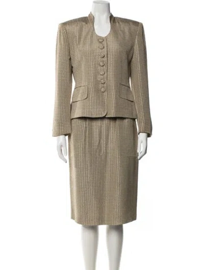 Pre-owned Dior Wool Houndstooth Print Skirt Set In Neutrals