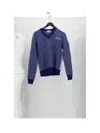 Dior Men Wool Sweater With Bicolor Pattern In Blue