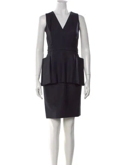 Pre-owned Dior Wool Knee-length Dress In Blue