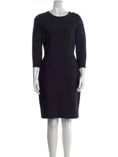 Pre-owned Dior Wool Knee-length Dress In Blue