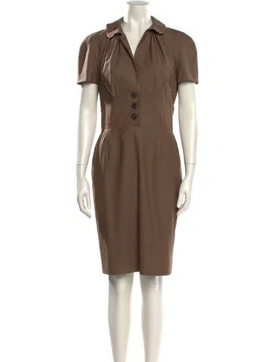 Pre-owned Dior Wool Knee-length Dress In Brown