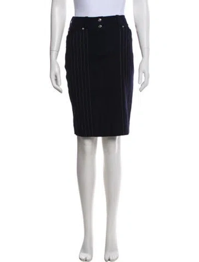 Pre-owned Dior Wool Knee-length Skirt In Blue