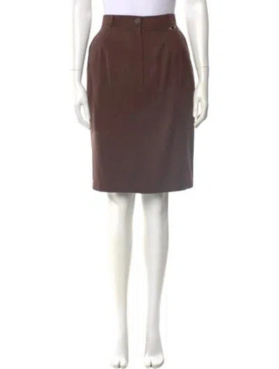 Pre-owned Dior Wool Knee-length Skirt In Brown