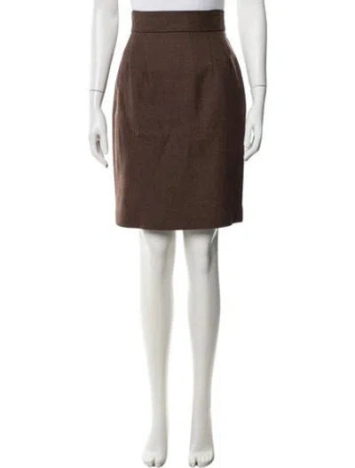 Pre-owned Dior Wool Knee-length Skirt In Brown