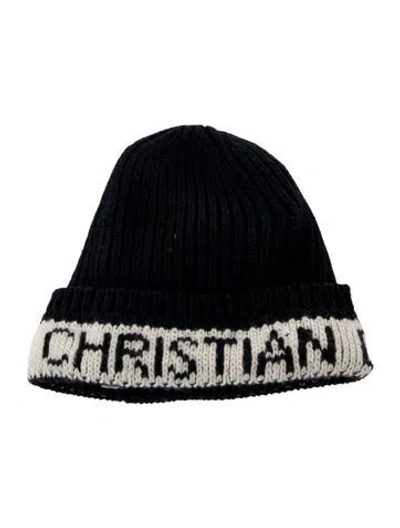 Pre-owned Dior Wool Logo Beanie In Blue