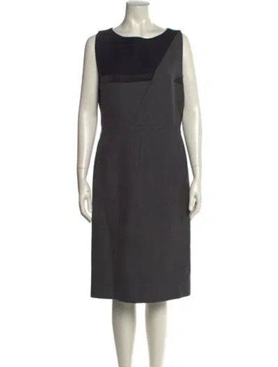 Pre-owned Dior Wool Midi Length Dress In Gray