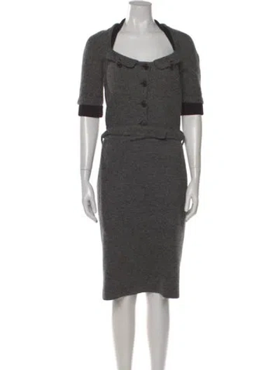 Pre-owned Dior Wool Midi Length Dress In Gray
