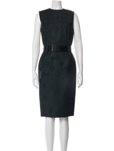 Pre-owned Dior Wool Midi Length Dress In Green