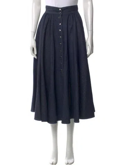 Pre-owned Dior Wool Midi Length Skirt In Blue