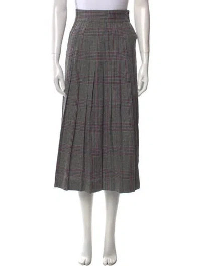 Pre-owned Dior Wool Midi Length Skirt In Gray