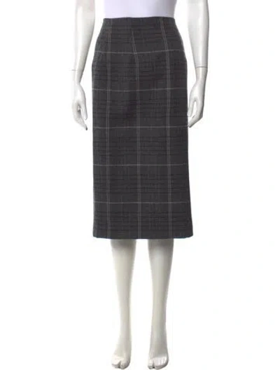 Pre-owned Dior Wool Midi Length Skirt In Grey