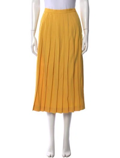 Pre-owned Dior Wool Midi Length Skirt In Yellow