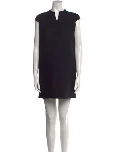 Pre-owned Dior Wool Mini Dress In Black