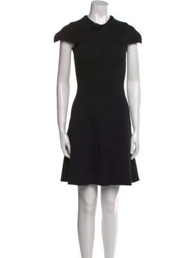 Pre-owned Dior Wool Mini Dress In Black