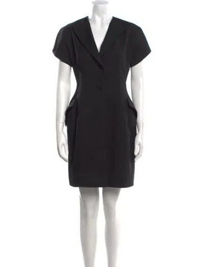 Pre-owned Dior Wool Mini Dress In Black