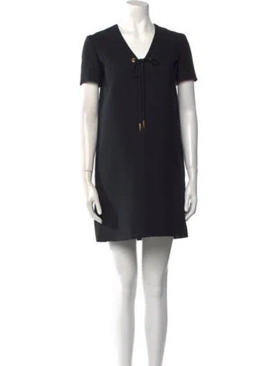 Pre-owned Dior Wool Mini Dress In Black