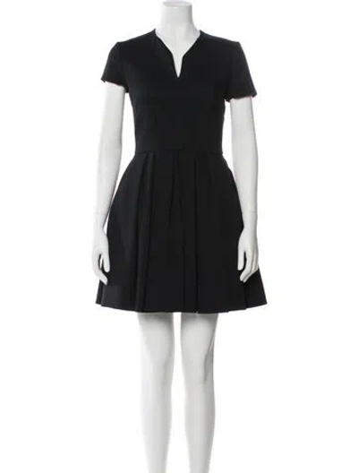 Pre-owned Dior Wool Mini Dress In Black