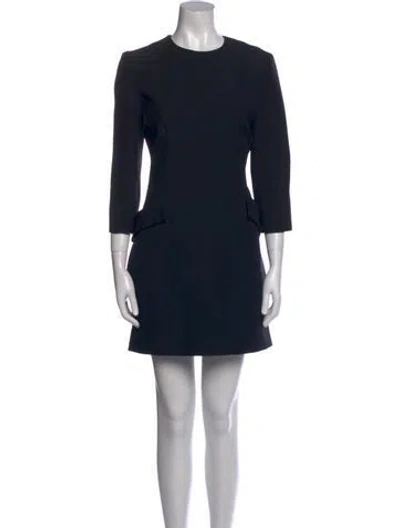 Pre-owned Dior Wool Mini Dress In Black