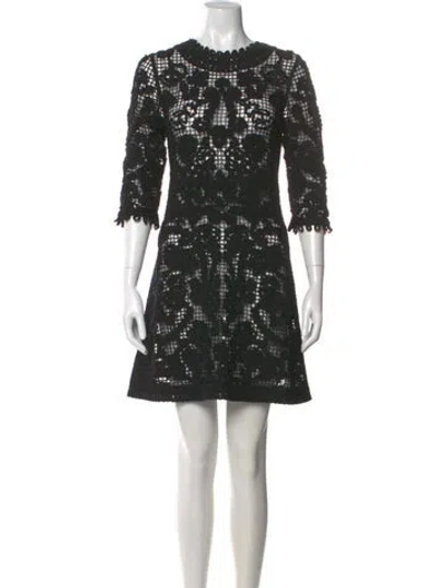 Pre-owned Dior Wool Mini Dress In Black