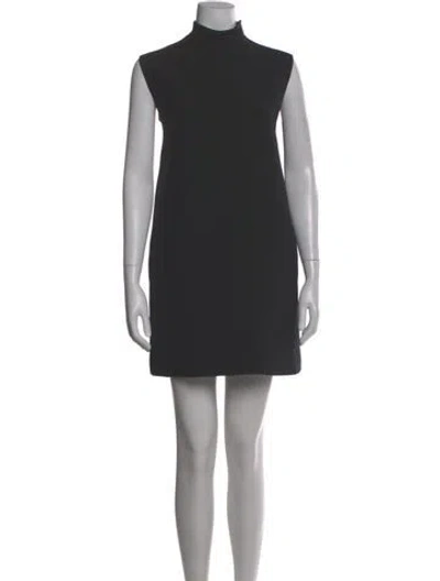 Pre-owned Dior Wool Mini Dress In Black